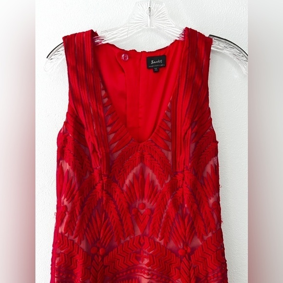 Bardot Red Lace Overlay Dress Size 4 - Picture 9 of 13